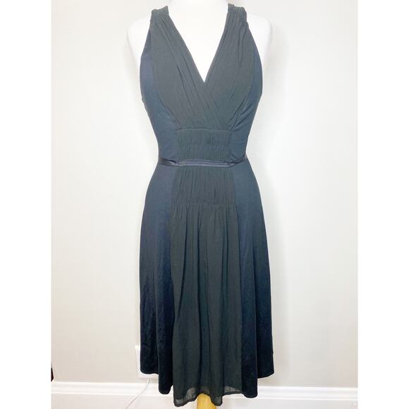 Theory Y2K Black Smock Front Midi Dress Size Medium - Picture 1 of 6